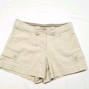 BC Clothing Shorts Women's Original Sze 6 Khaki Pockets Belt Loops Zipper Button